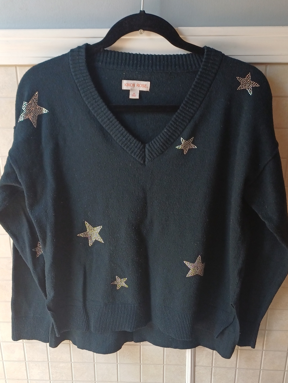 Knox Rose Black Sweater with Stars